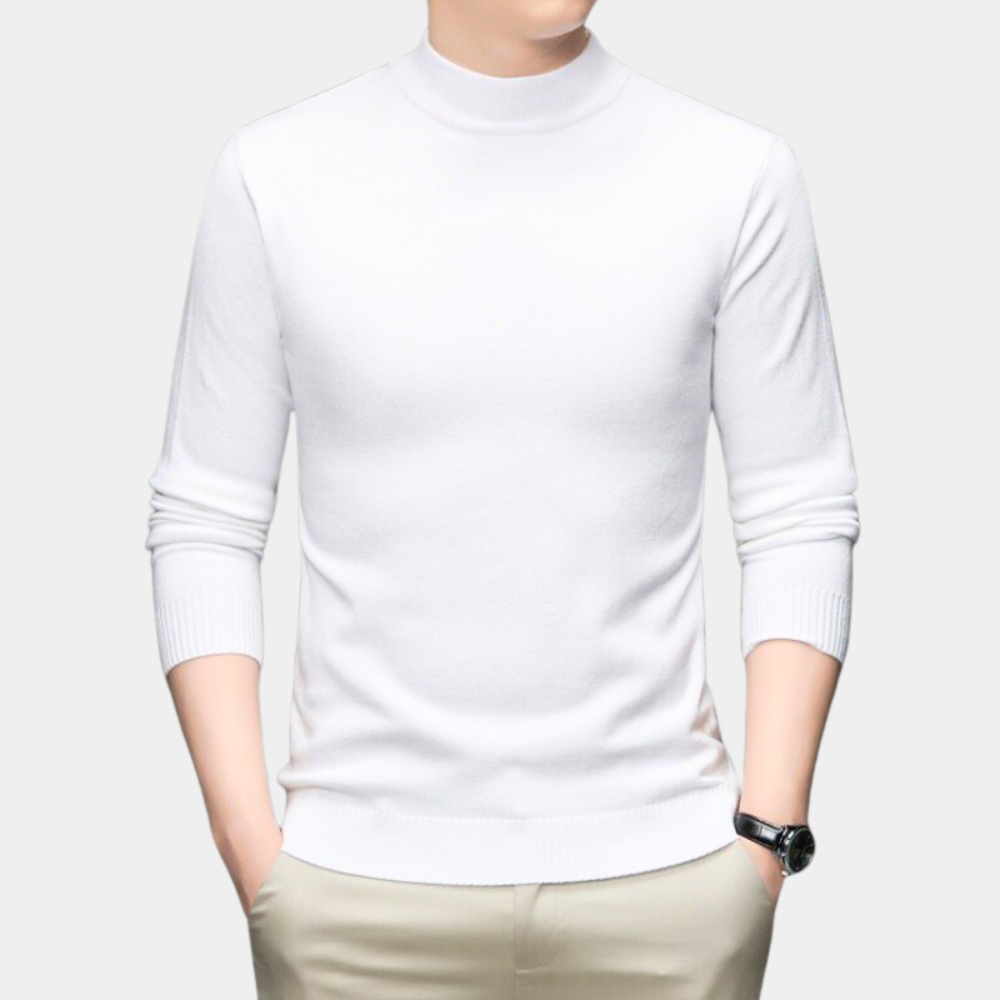 Witte coltrui heren, lange mouwen, casual stijl. Perfect voor herfst en winter. Hoogwaardige stof, comfortabel en modieus.
