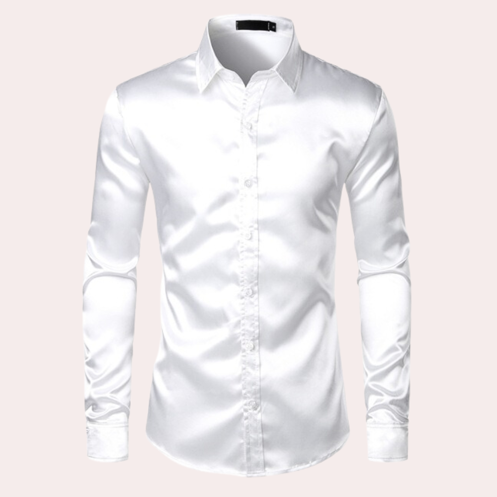 Witte herenoverhemd met lange mouwen, slanke pasvorm en klassieke kraag. Perfect voor formele gelegenheden en zakelijke outfits.