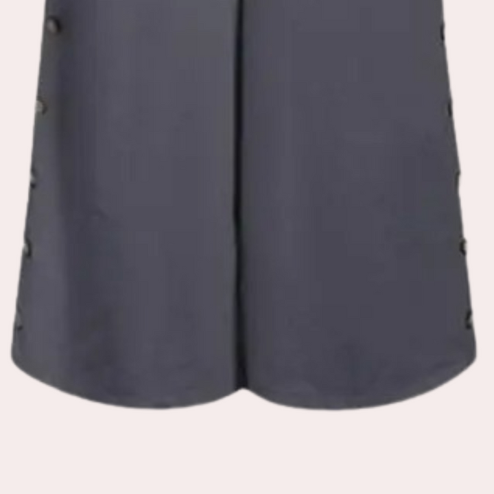 Grijze damesrok met knopen aan de zijkant, elegante A-lijn snit, modieuze kleding, geschikt voor casual en formele gelegenheden.