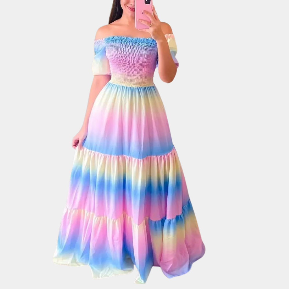 Off-shoulder gelaagde damesjurk