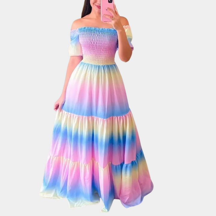 Off-shoulder gelaagde damesjurk