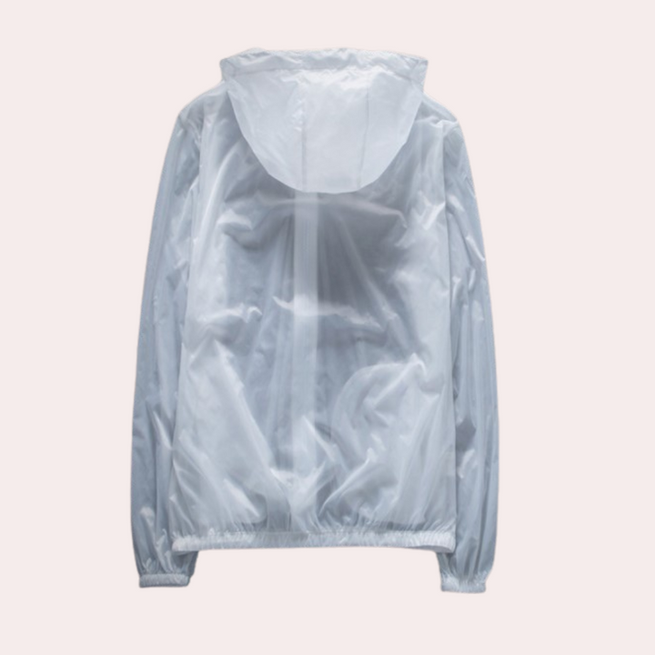 Transparant regenjas met capuchon, unisex, lichtgewicht en waterdicht. Ideaal voor outdoor activiteiten. Verkrijgbaar in diverse maten.