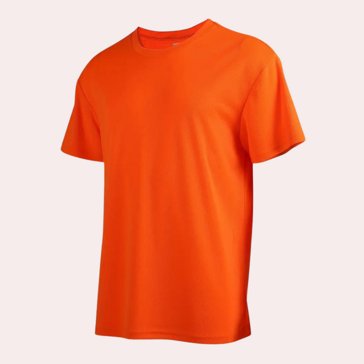 Oranje T-shirt voor heren, casual en ademend, ideaal voor sport en dagelijks gebruik. Hoogwaardige stof, comfortabele pasvorm, modieus ontwerp.