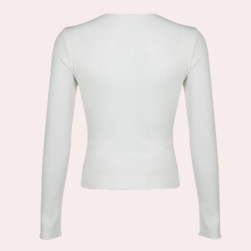 Witte damestrui met lange mouwen, effen ontwerp, gemaakt van zachte stof. Ideaal voor casual en stijlvolle outfits. Perfect voor herfst- en wintermode.