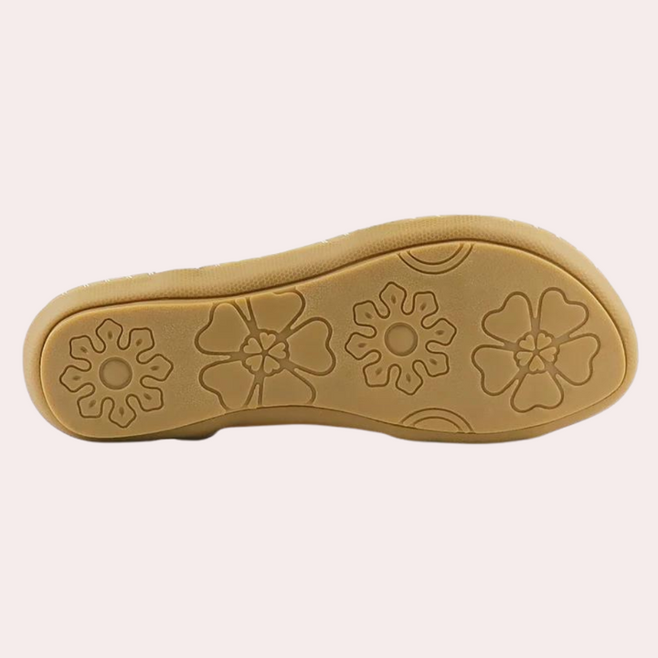 Bruine schoenzool met bloemenpatroon, antislipontwerp. Ideaal voor damesmode, casual schoenen, comfortabele loopzool.