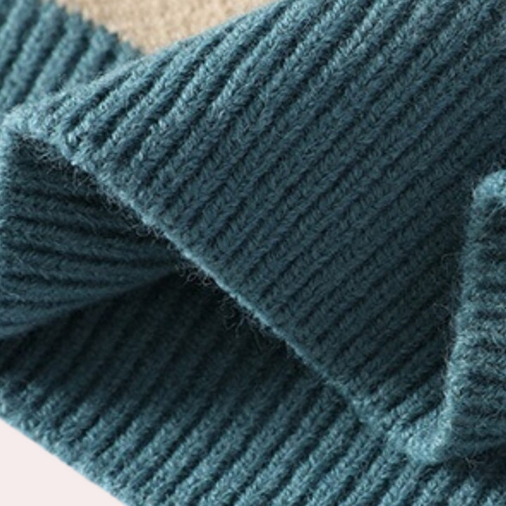 Blauwe geribbelde wollen stof close-up, zachte textuur, geschikt voor winterkleding en breiprojecten, hoogwaardige wol, modetrend 2023.