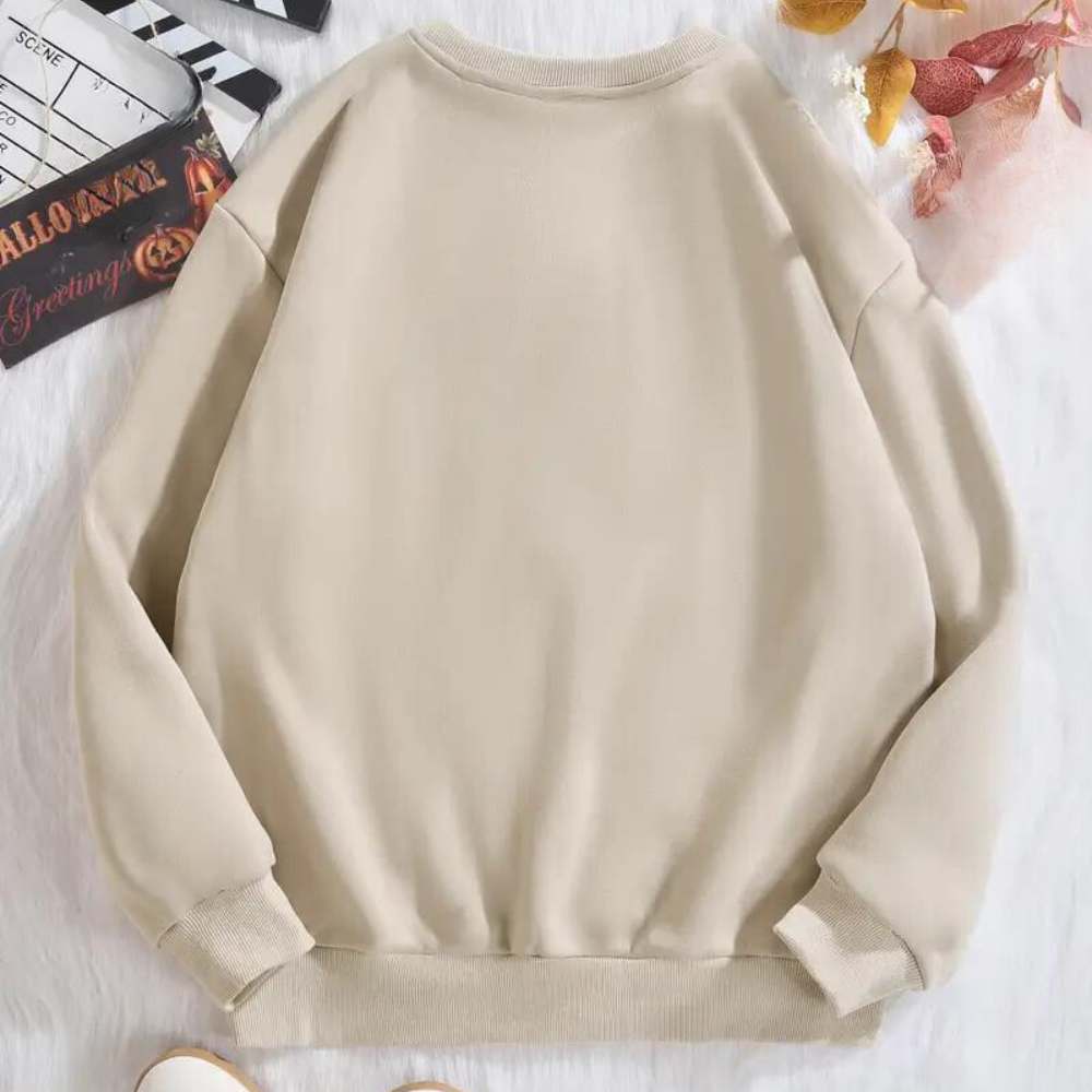 Khaki oversized sweatshirt voor dames, casual en comfortabel, perfect voor herfstmode. Ideaal voor dagelijks gebruik en trendy outfits.