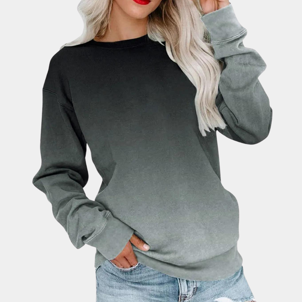 Grijze ombre damestrui, lange mouwen, casual stijl, perfect voor herfstmode. Comfortabele pasvorm, trendy design, ideaal voor dagelijks gebruik.
