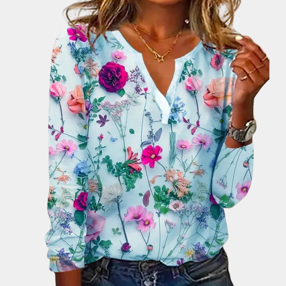 MS Mode blousetop met panterprint en ruches ecru/blauw/zwart | wehkamp