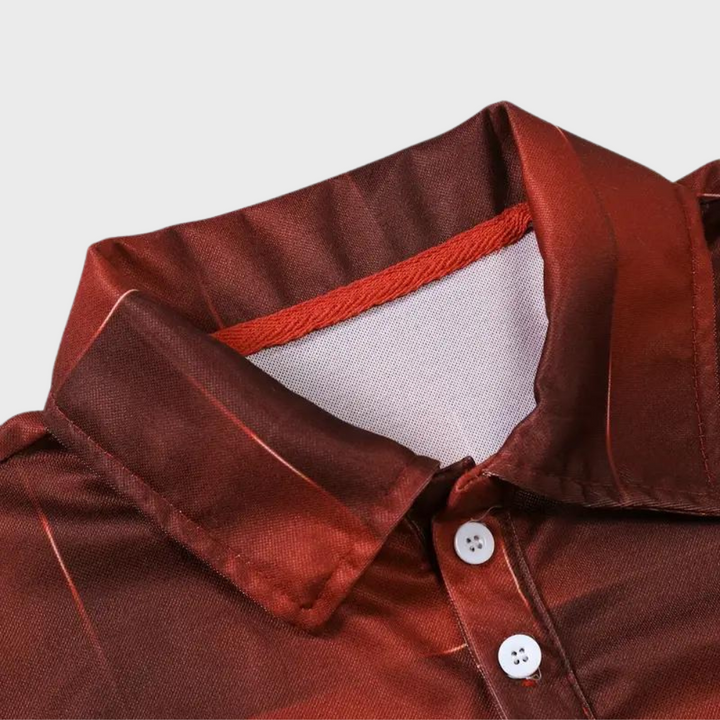 Rood herenpoloshirt met kraag en knopen, gemaakt van hoogwaardig materiaal. Stijlvol en comfortabel, ideaal voor casual en formele gelegenheden.
