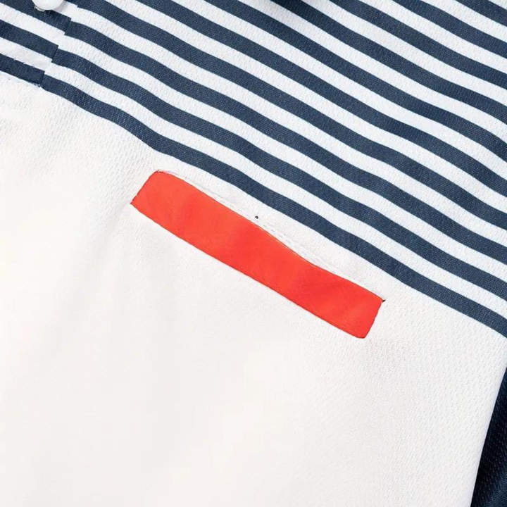 Wit gestreepte polo shirt met korte mouw en knopen