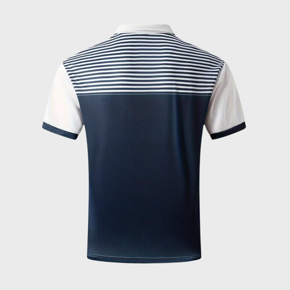 Blauw gestreepte polo shirt met korte mouw en knopen