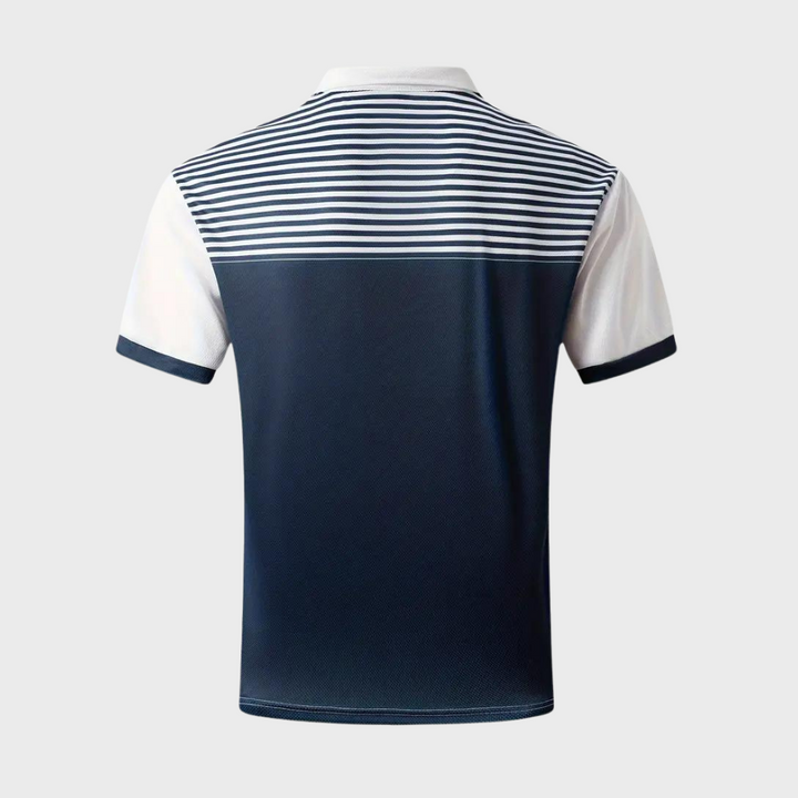 Blauw gestreepte polo shirt met korte mouw en knopen