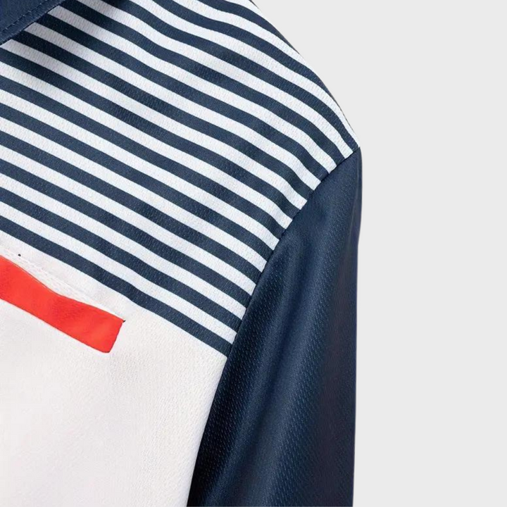 Wit gestreepte polo shirt met korte mouw en knopen