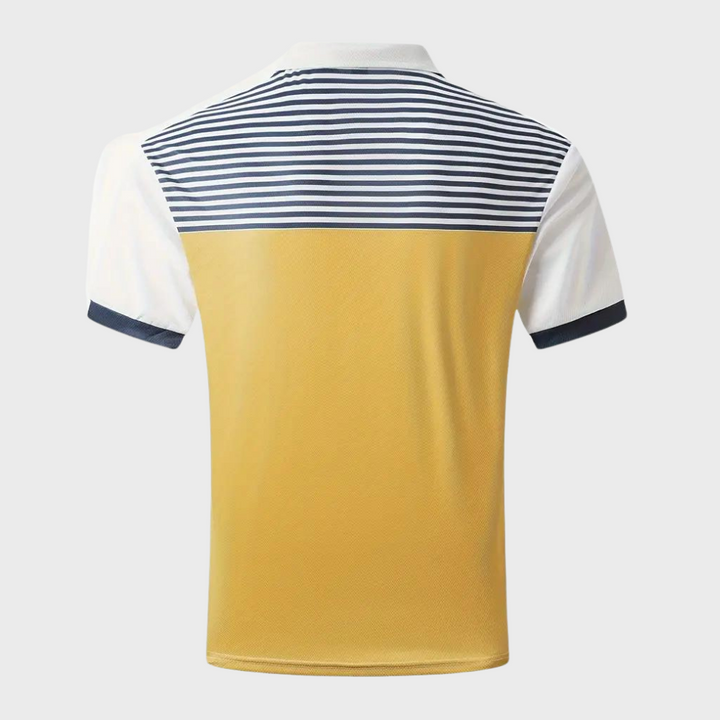 Geel gestreepte polo shirt met korte mouw en knopen