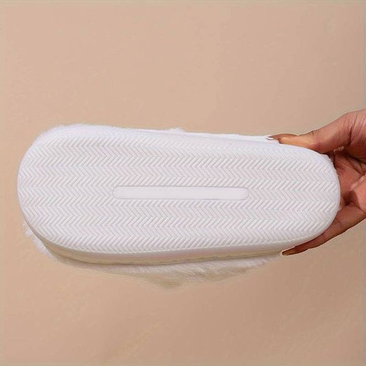 Witte kattenpantoffel met antislipzool, warme pluche sloffen voor dames, comfortabele huisschoenen, perfect voor koude winterdagen.