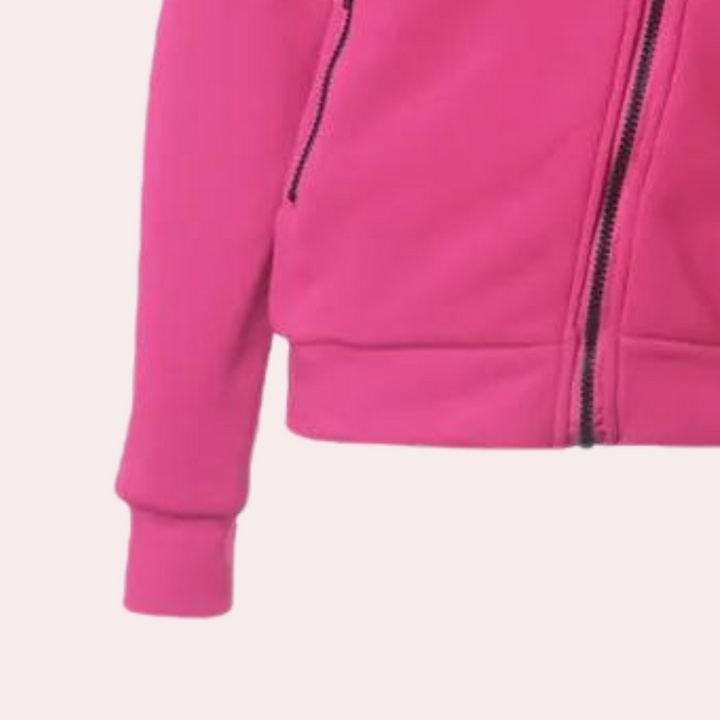 Roze fleecejack met ritssluiting, lange mouwen en zakken. Comfortabel en stijlvol, ideaal voor casual en sportieve outfits.