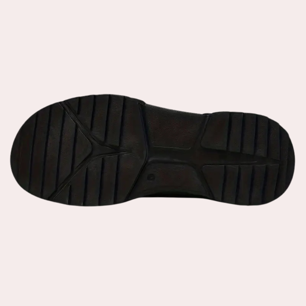 Zwarte rubberen schoenzool met antislipprofiel, ideaal voor stevige grip en duurzaamheid. Perfect voor dagelijks gebruik en outdoor activiteiten.