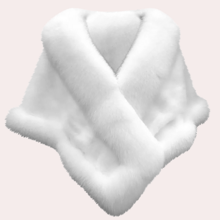 Witte bontkraag sjaal, luxe winteraccessoire, zacht en stijlvol, perfect voor elegante outfits en koude dagen, modieuze damesmode.