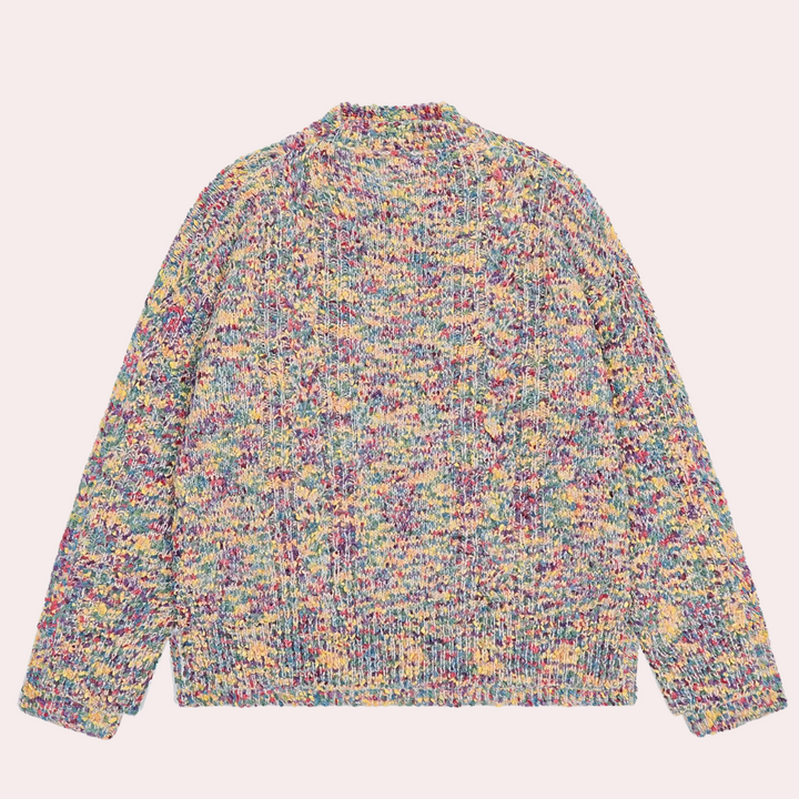Veelzijdige, kleurrijke gebreide trui met lange mouwen en ronde hals, ideaal voor herfstmode. Comfortabele pasvorm, perfect voor casual outfits.