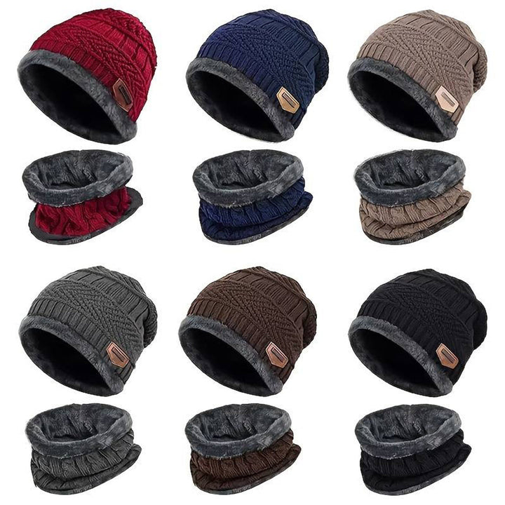 Verschillende kleuren gebreide wintermutsen en sjaals set, unisex, warme fleece voering, ideaal voor koude seizoenen, modieuze accessoires.